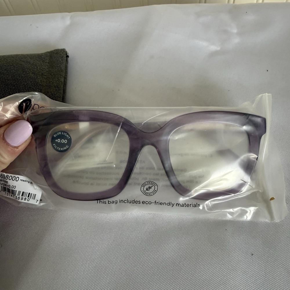Peepers Women's Take a Bow Square Blue Light Glasses Purple Limited Edition